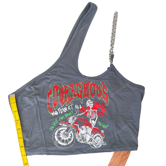 NWT • One Shoulder Cut Out Chain Top - Picture 8 of 13